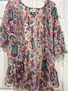 American Eagle Outfitters Multicolor Paisley Floral Sheer Top